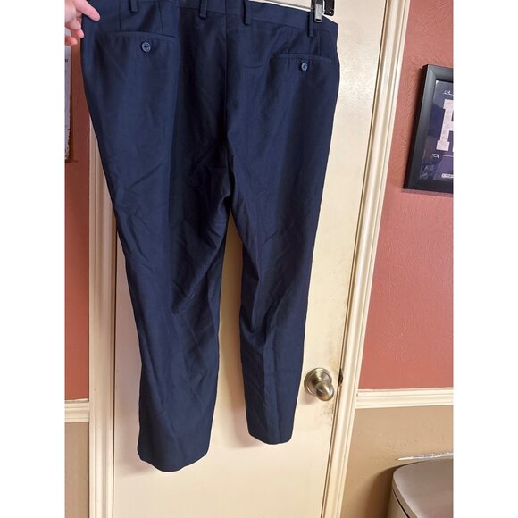 Michael Kors Mens Navy Blue Dress Pants 44W 32L Slim Fit Polyester Blend Flat Fr - Picture 4 of 6